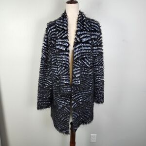 Investments Fuzzy Ultra Soft Eyelash Open Waterfall Collar Cardigan Size L #718